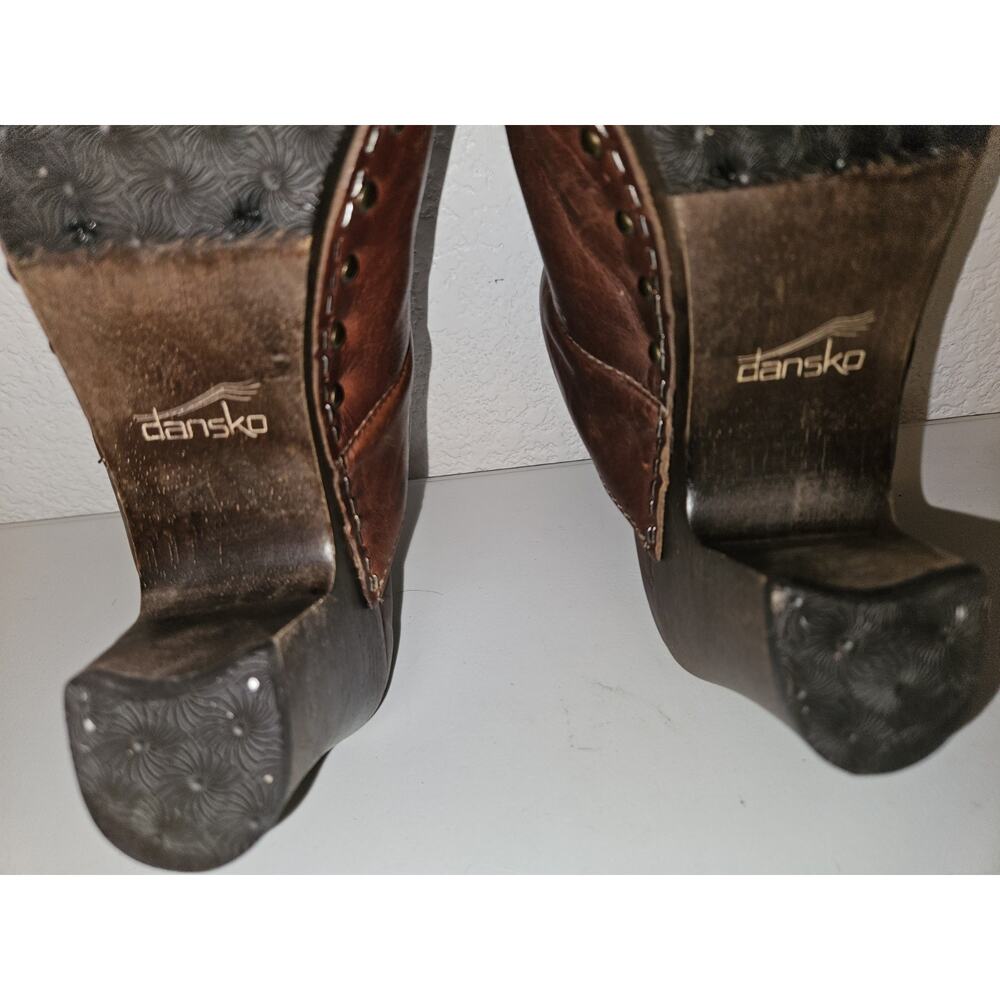 Dansko Rae Brown Leather Studded Clogs Mules Heels Womens Size 37, US 6.5-7 - Picture 12 of 12